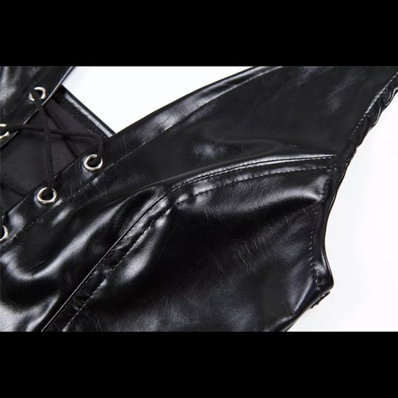 Black faux leather lace up top - Picture 14 of 16